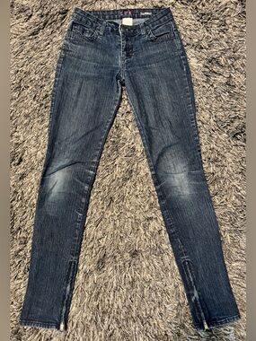 LUX Women's Dark Blue Skinny Jeans with Ankle Zips